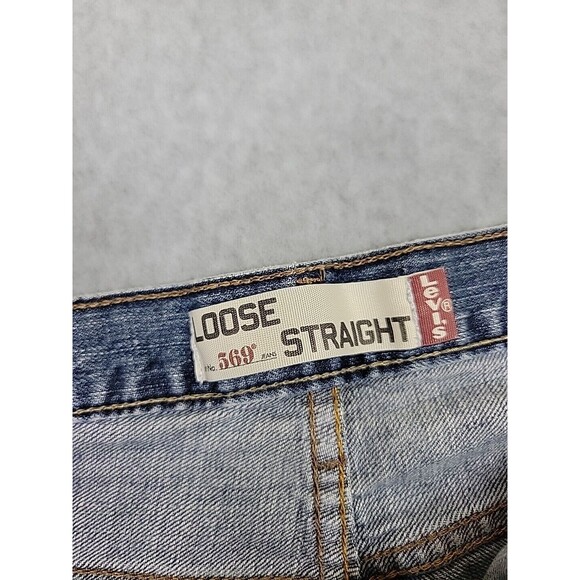Levis 569 Mens Jeans 38x32 Loose Baggy Straight Blue Cotton Whiskered Mid Rise - Picture 9 of 15
